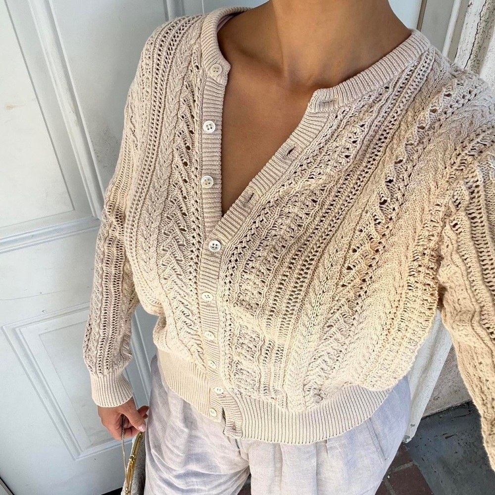 DKNY knit tan cardigan